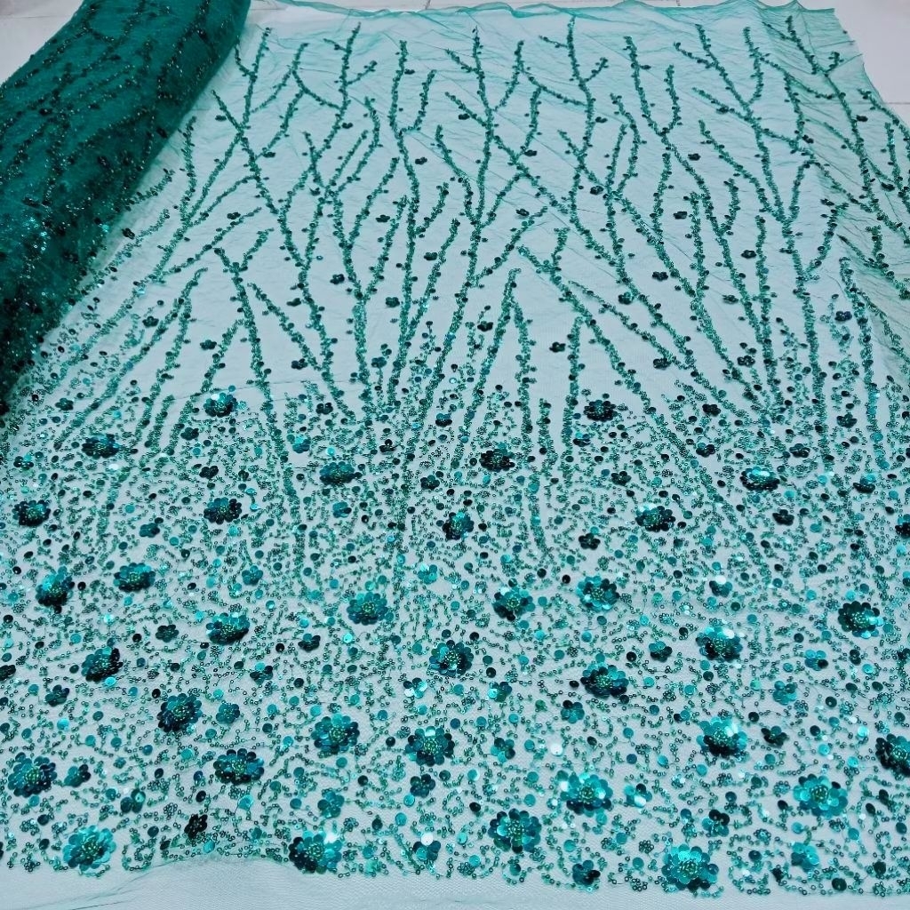 Bahan kain tile payet siquin lucena Korea premium kain tile payet siquin full Payet