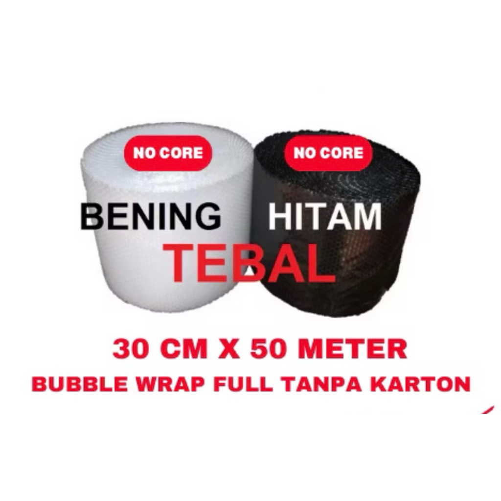 

Bubble wrap roll 30cm x 50 meter hitam bening tebal
