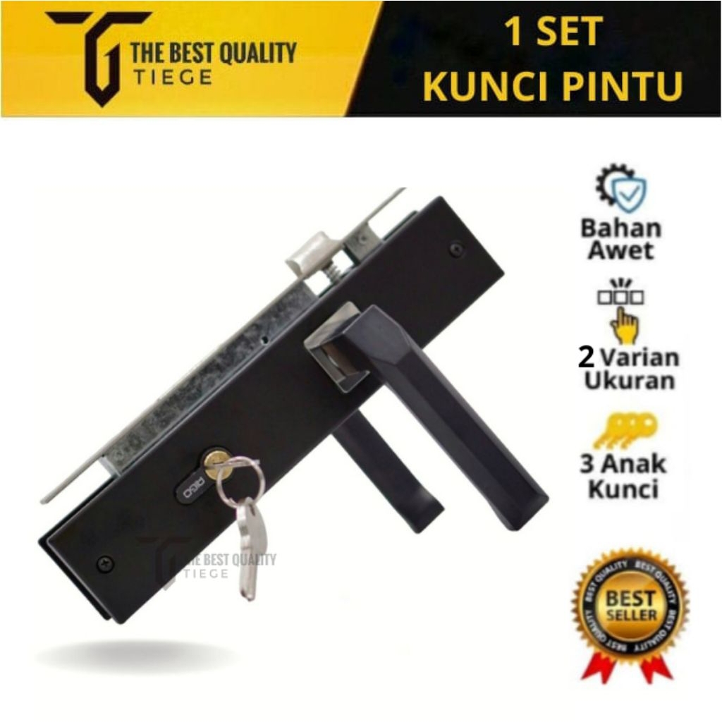 Kunci Pintu Set Hitam Anti Karat Minimalis Handle Set Kunci Pintu
