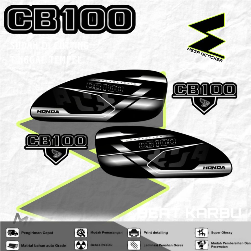 CB 100 Stiker Striping CB 100 Herex Sticker Motor Honda CB 100 List variasi Bahan Hologram