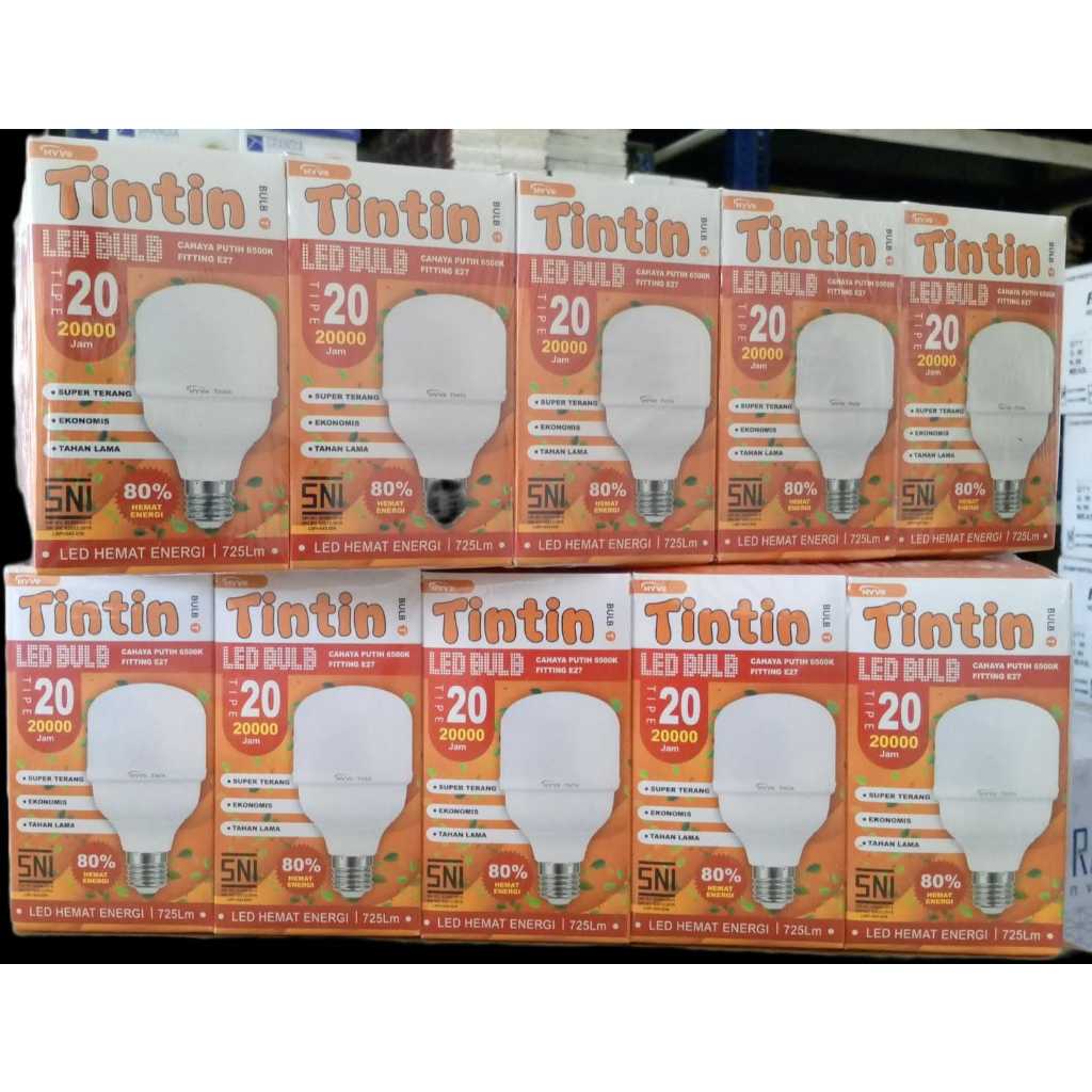 Lampu LED TINTIN 20Watt PAKET 10 PCS - Bohlam LED 20Watt - Tintin 20Watt LED - Putih