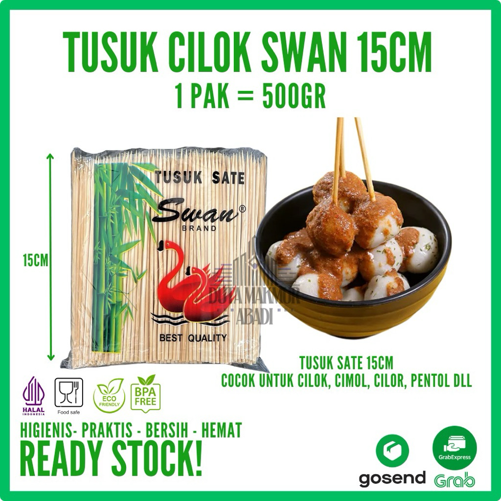 Tusuk Cilok SWAN 15cm / Tusukan Sosis Cimol Taichan / Tusuk Sate Bambu/Tusuk Sate Kambing/ Tusuk Sat