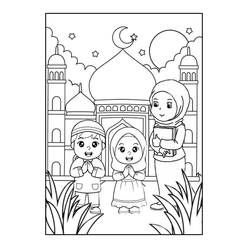 GAMBAR MEWARNAI ISLAMI ANAK || COLORING || MEWARNAI UNTUK ANAK PAUD TK SD || A4