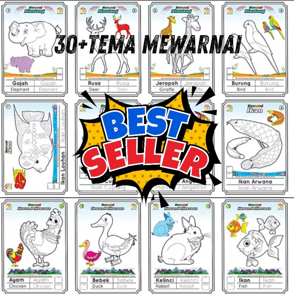 

Sketsa Mewarnai 12 Lembar Kertas Untuk Aktifitas Mewarnai Anak Paud Tk Dan Sd Ukuran A5 80gram