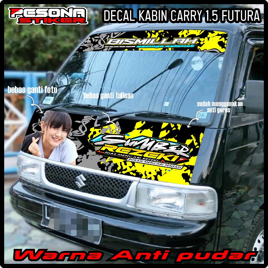 SATU SET STIKER KABIN DEPAN + STIKER KACA DEPAN MOBIL CARRY FUTURA,COLT T120SS,L300,GRANDMAX,APV DLL