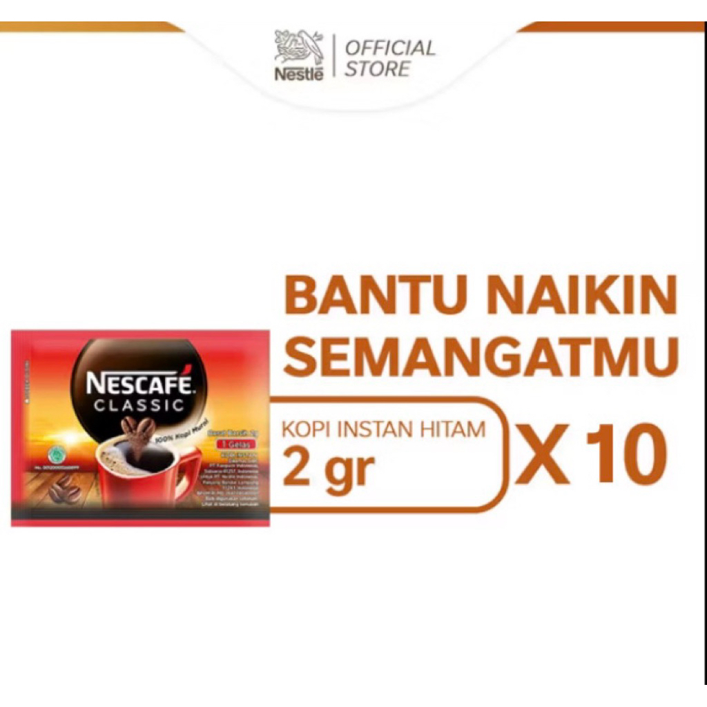 

NESCAFE Classic Kopi Instan Kopi Hitam 2gr 10 Sachet