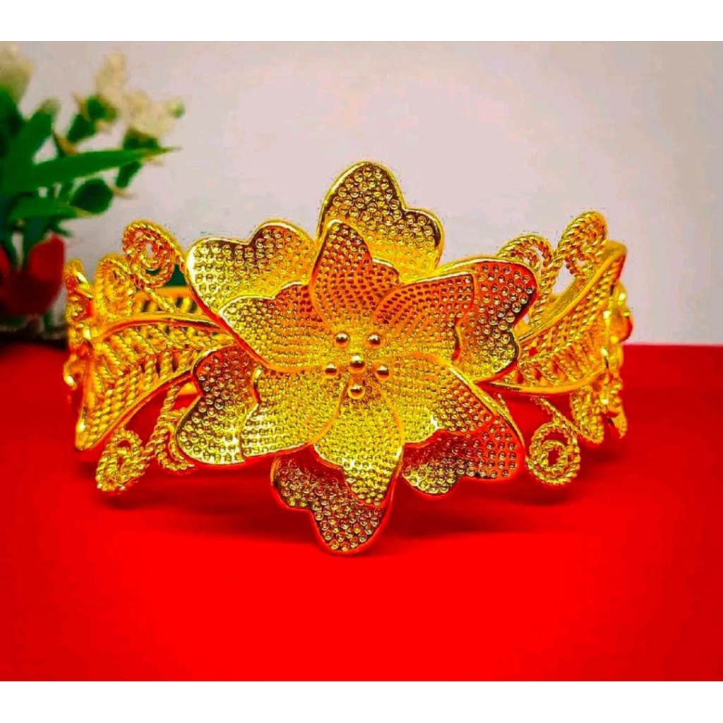 GELANG BANGKOK BESAR BUNGA KENDARI PERHIASAN LAPIS EMAS 24K