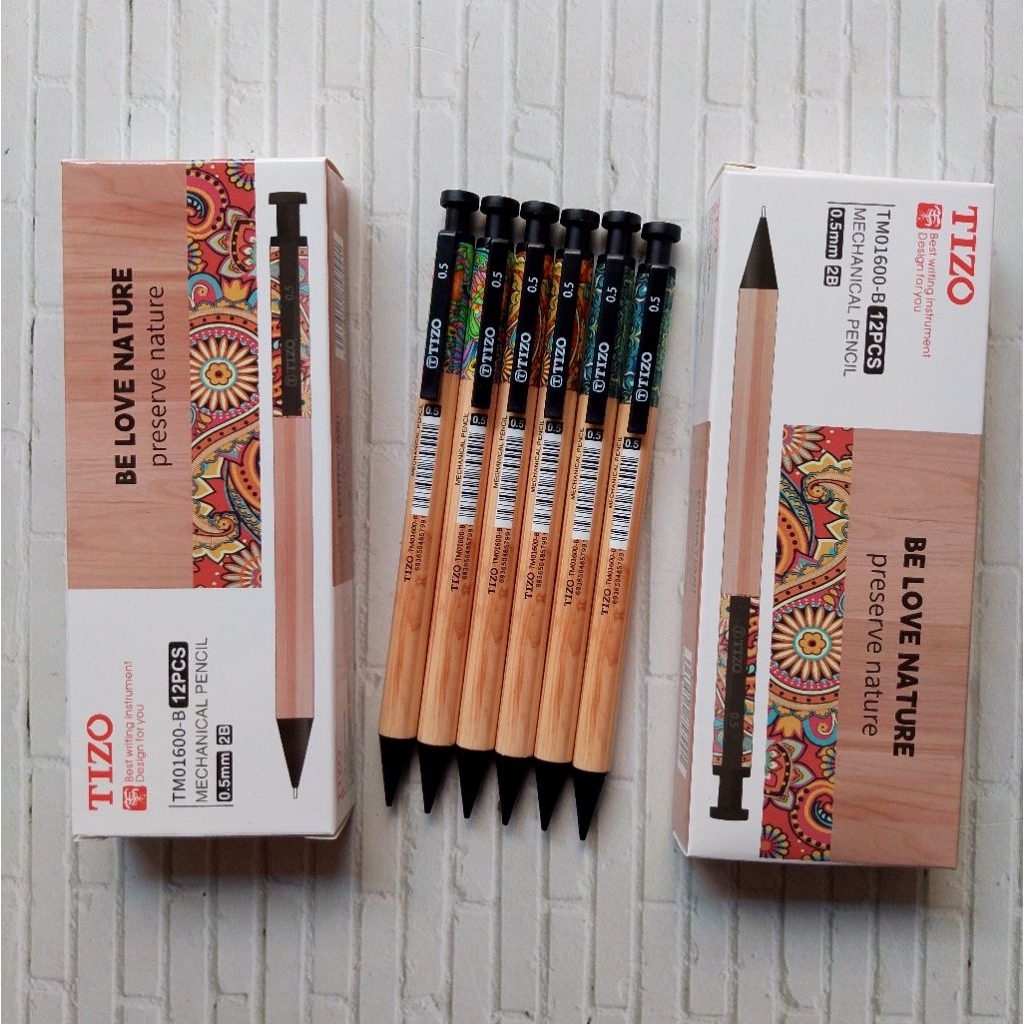

(12PC) PENSIL MEKANIK TIZO TM01600-B 0.5MM/ MOTIF BATIK DAN KAYU