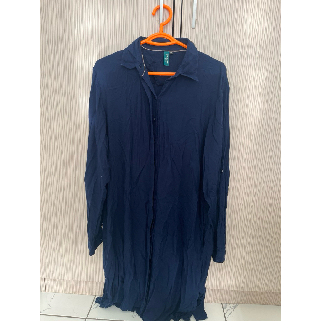PL gamis tunik biru tua merk Sekido