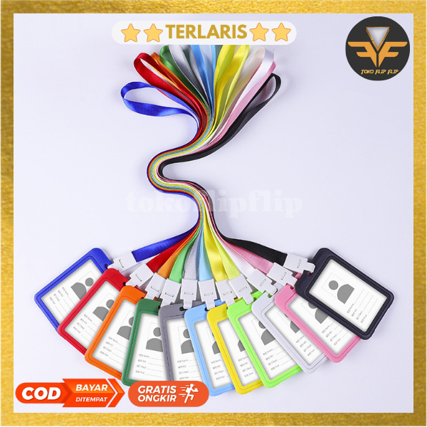 

FF Tag Nama Kartu ID Card Holder Plastik Potret Lanyard Label Warna Warni Vertikal Gantungan Kartu