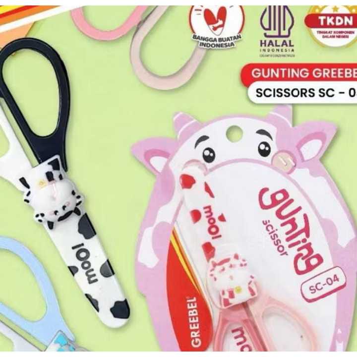 

Gunting Scissor Karakter SAPI MOOO (SC- 04) GREEBEL / Gunting Sekolah Mini Stainless Anti Karat Nyaman Digunakan