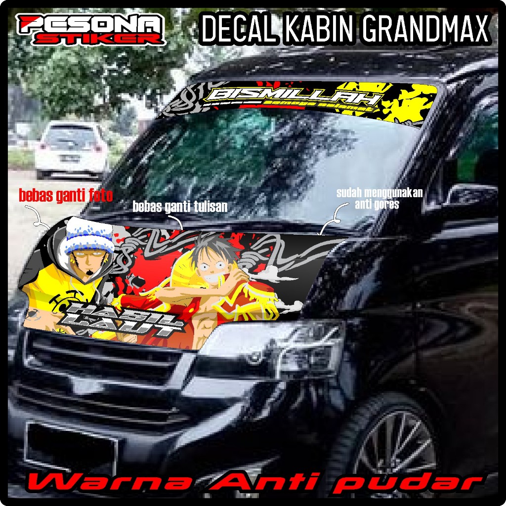 SATU SET STIKER KABIN DEPAN + STIKER KACA DEPAN MOBIL GRANDMAX,COLT T120SS,L300,APV DLL STIKER BISMI