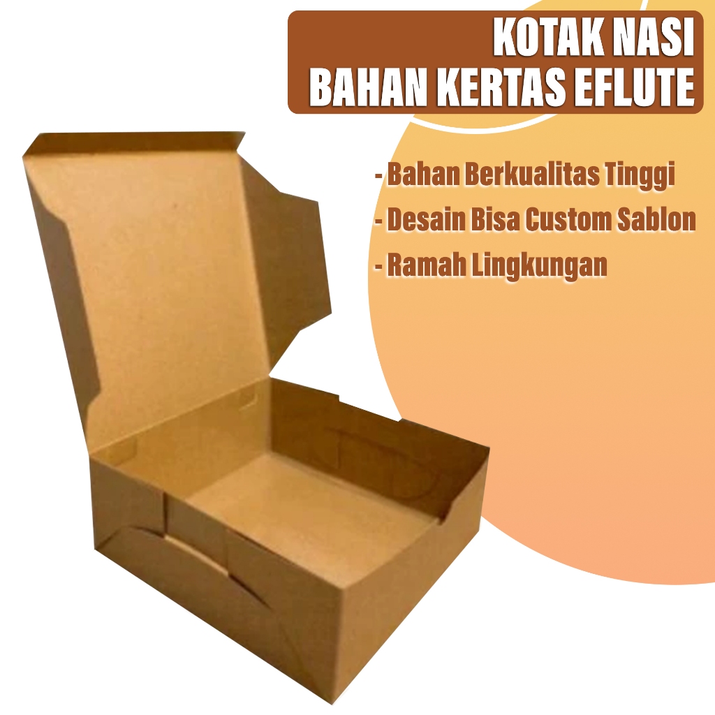 

[CUSTOM DESIGN] KOTAK NASI KERTAS EFLUTE BOX NASI CATERING - 100pcs
