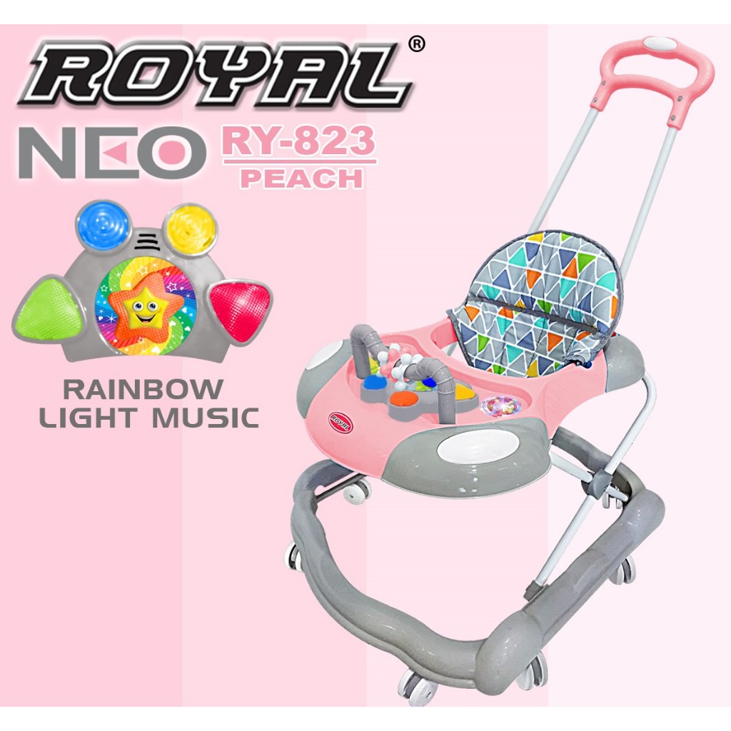 BABYWALKER ROYAL TYPE RY-823 BABY WALKER DENGAN MAINAN MUSIK RAINBOW LENGKAP DENGAN DORONGAN