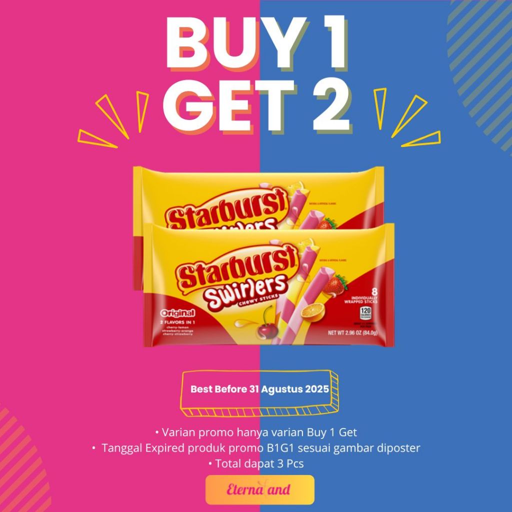 

Starburst Swirlers Chewy Sticks - permen rasa buah impor USA