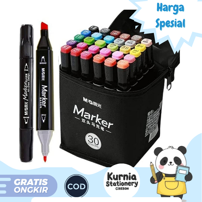 

M&G Twin Tip Color Marker In Bag / Color Brush Marker Kemasan Tas/ APMV1413 (30 Warna)