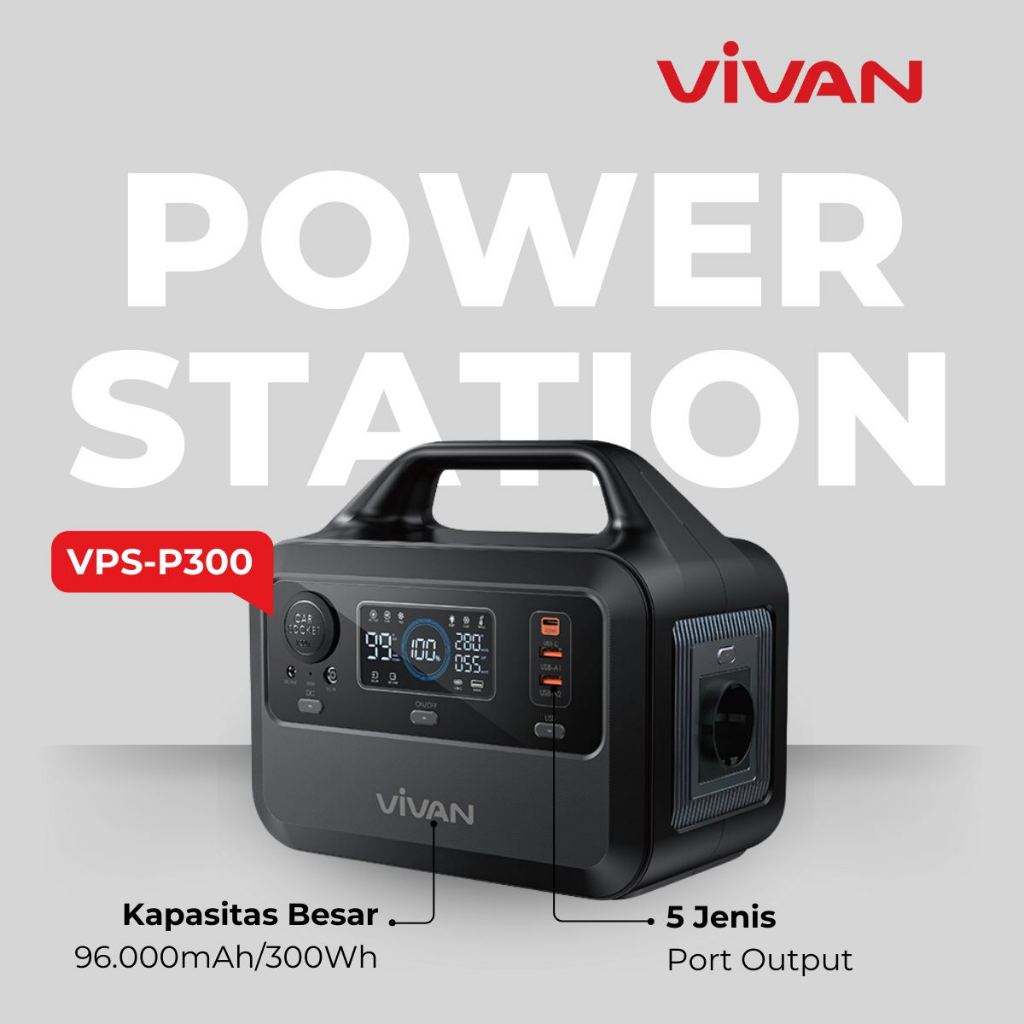 Power Station Vivan VPS-P300 300W / 220V 96000Mah 300Wh Powerbank Portable Charger Station Power Sup