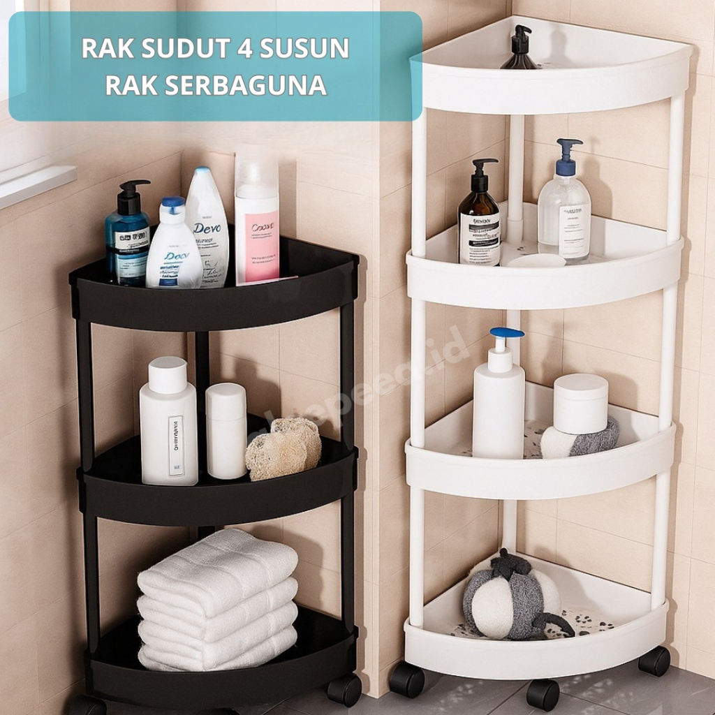 Rak Sudut dapur 3&4 Tingkat Rak Sudut 3&4 Susun Kamar Mandi - Rak Serbaguna untuk di sudut Kamar man