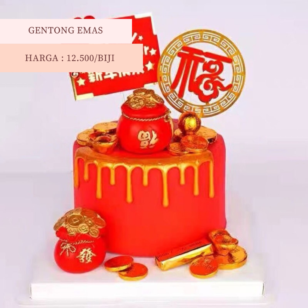 MINIATUR KUE TART GENTONG POHON EMAS PEMBAWA KEBERUNTUNGAN GENTONG EMAS KARUNG EMAS HIASAN DEKORASI 