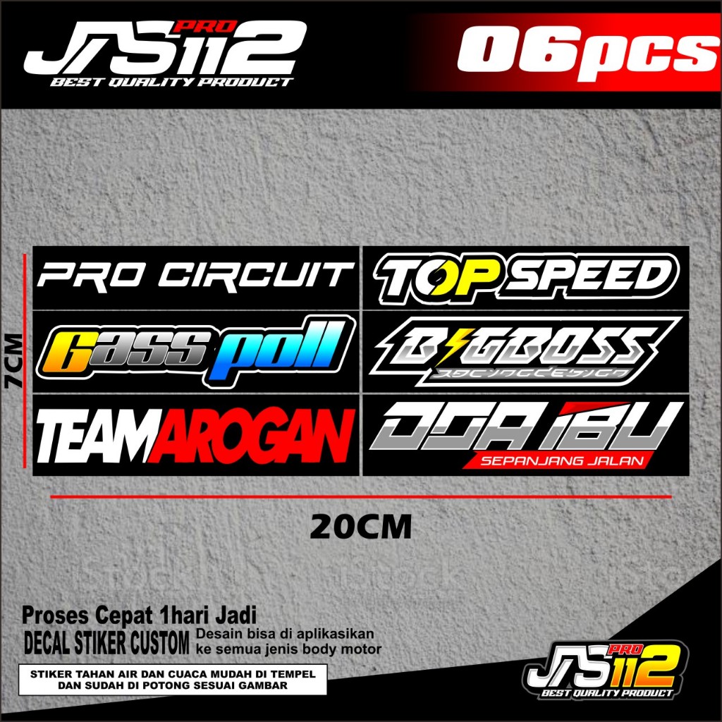 

Stiker paket 06pcs stiker raccing stiker tempel stiker cutting tempel