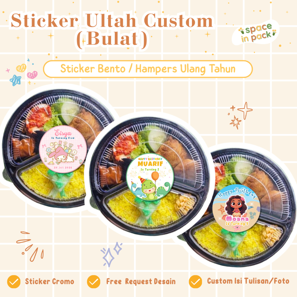 

Stiker Ulang Tahun Anak Custom | Sticker Bulat Bento Ultah | Sticker Ultah | Sticker Birthday Kids