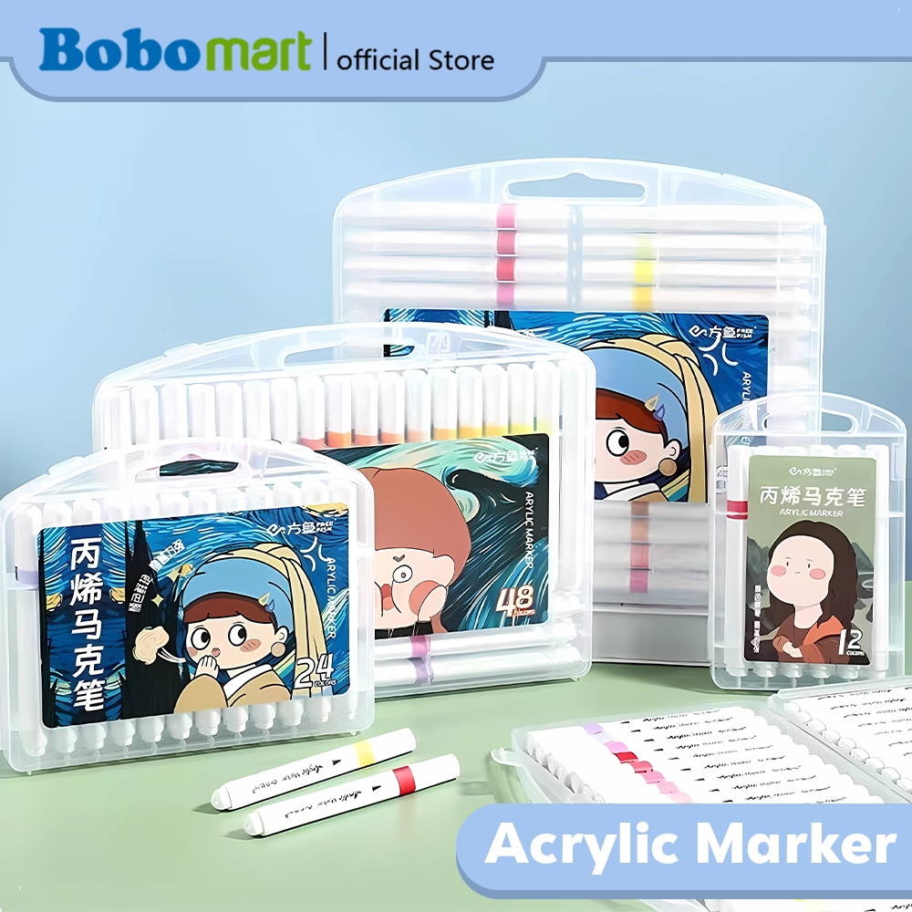 

BOBOMART Graffiti Acrylic Marker Set 12/24 Warna ZZ-936, Spidol Akrilik Berkualitas