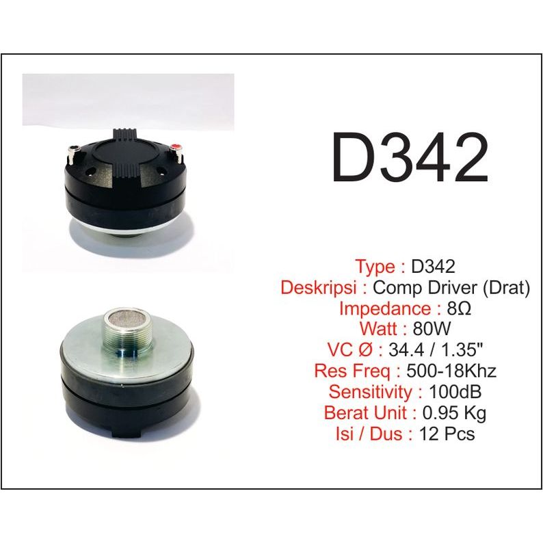 STX - SPEAKER COMPONENT : High Driver, Tweeter, Compresor Driver Merk STX 342