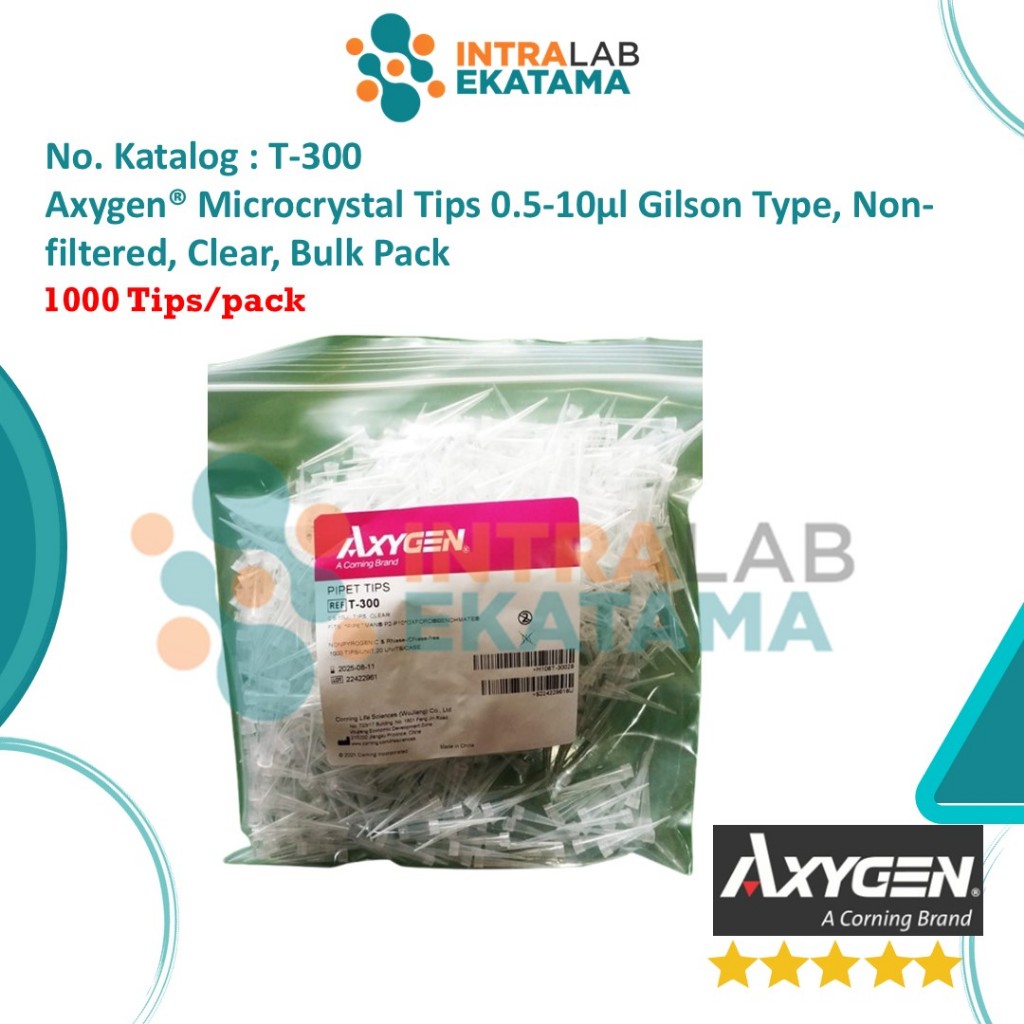 T-300 Axygen Microcrystal Tips 0.5-10µl Gilson Type, Non-filtered, Clear, Bulk Pack