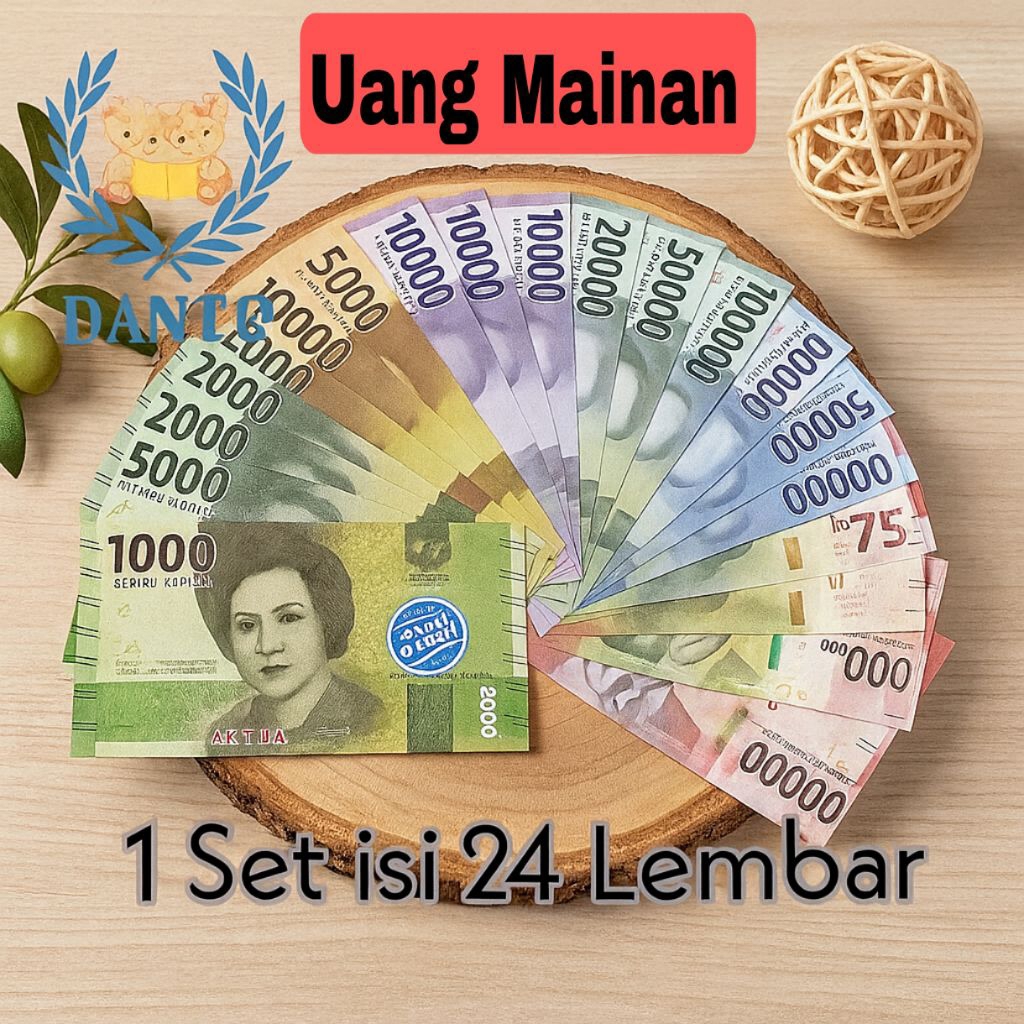 Uang Mainan Replika Rupiah 1 Set isi 24 Lembar