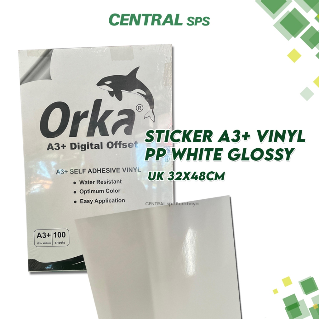 

Orka A3+ Vinyl PP White Glossy Sticker Ekonomis Bahan 100 Lembar - CENTRAL sps