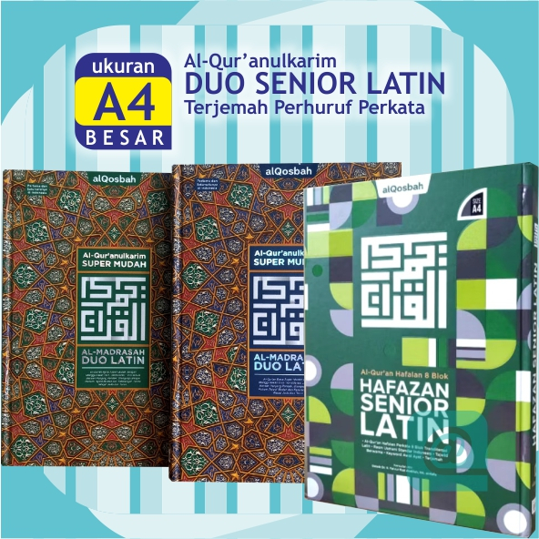 Alquran Al Madrasah DUO LATIN Ukuran A4 Mushaf Terjemahan Perkata Tajwid Alquran Alqosbah, PROMO.