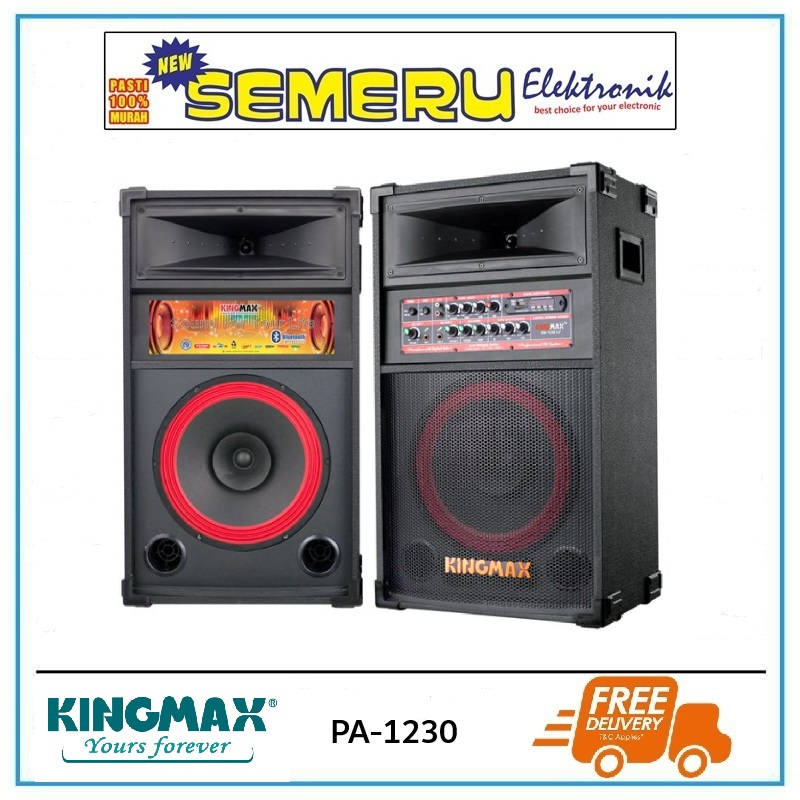 Speaker Active Kingmax PA1230 12 inch Bluetooth Subwoofer FM Radio Karaoke PA-1230