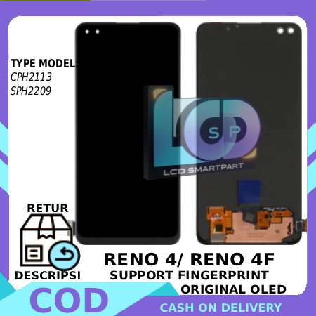 LCD TOUCHSCREEN OPPO RENO 4/ RENO 4F ORIGINAL SUPPORT FINGERPRINT GARANSI GRATIS LEM/OBENG