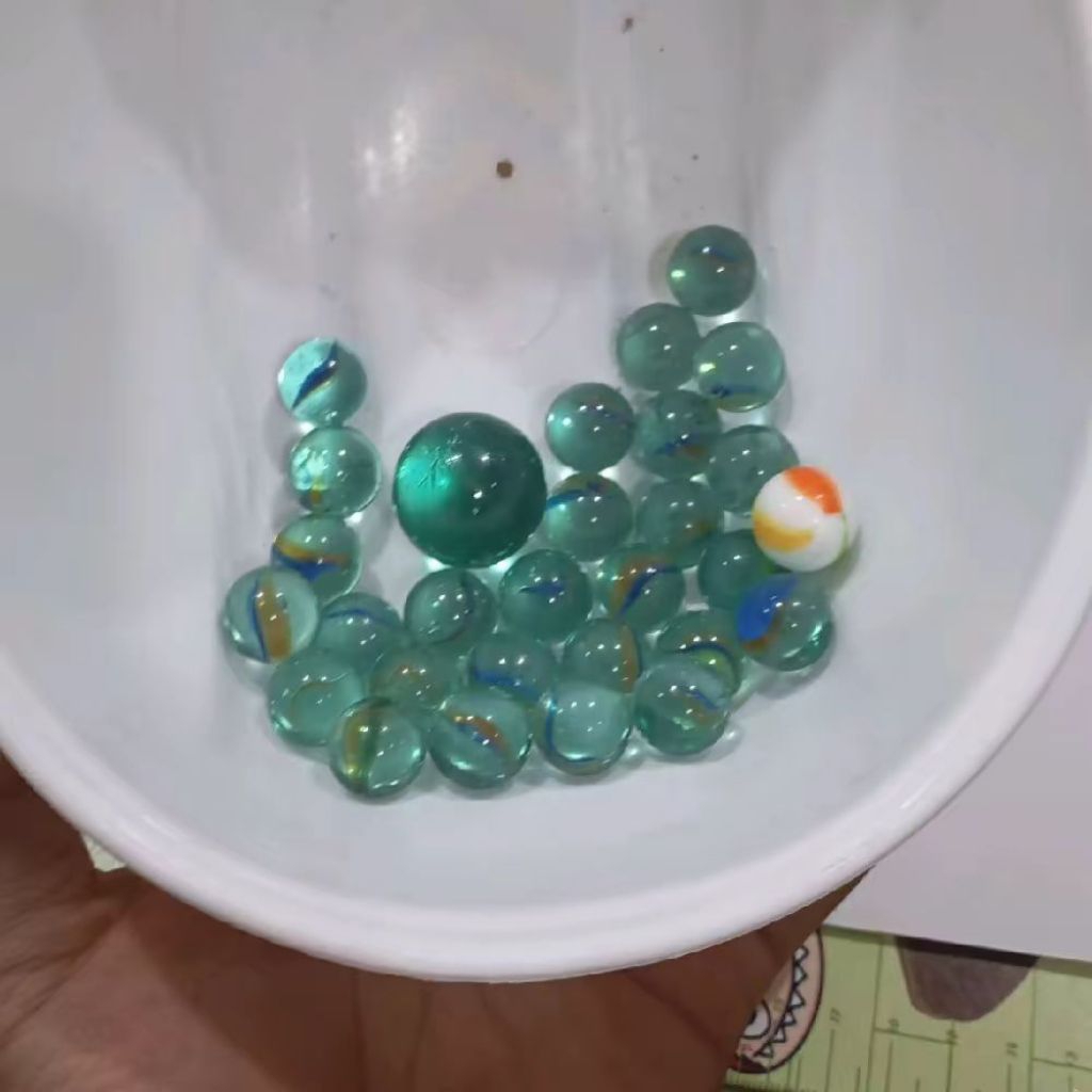 Kelereng anak/Gundu metalik polos/Mainan jadul dua ukuran besar kecil Games