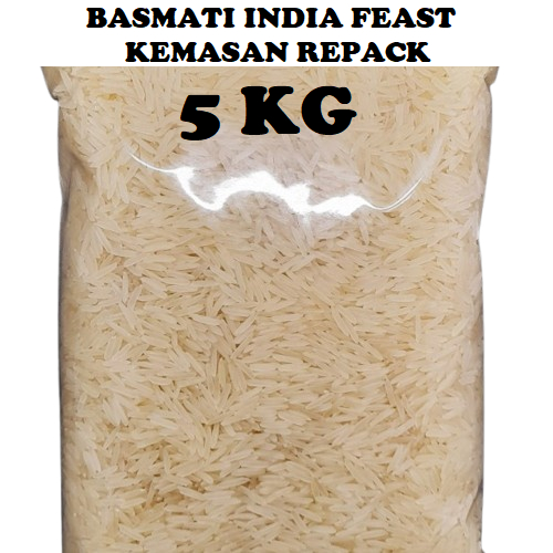 

Beras basmati INDIA FEAST 1121 Sella Kemasan Repack 5kg Basmati Rice