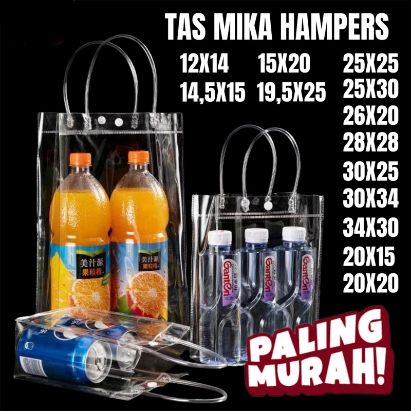 Totebag Transparant/Tas Mika PVC Transparan/Tas Mika Souvenir Ulang Tahun Bening/Tas Belanja