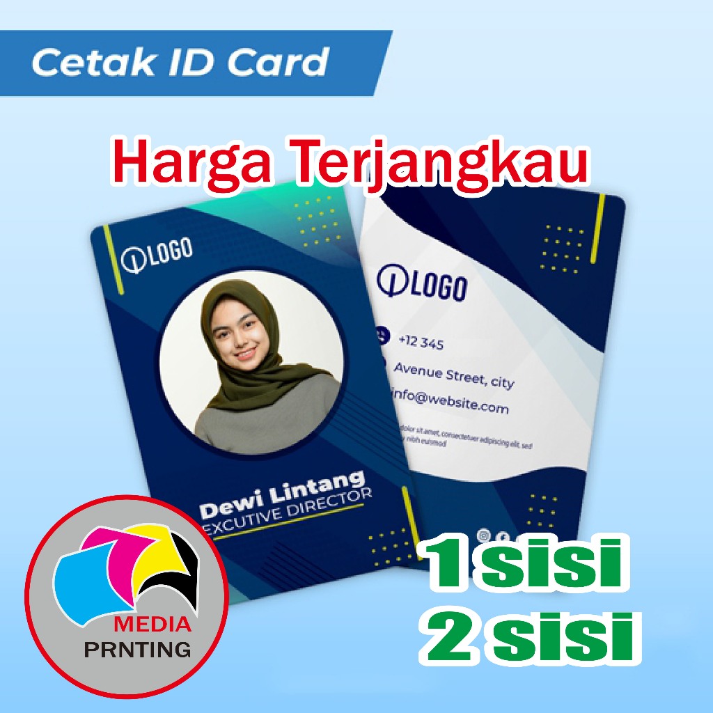 

Cetak id card custom bahan PVC dan full color cetak 1 sisi