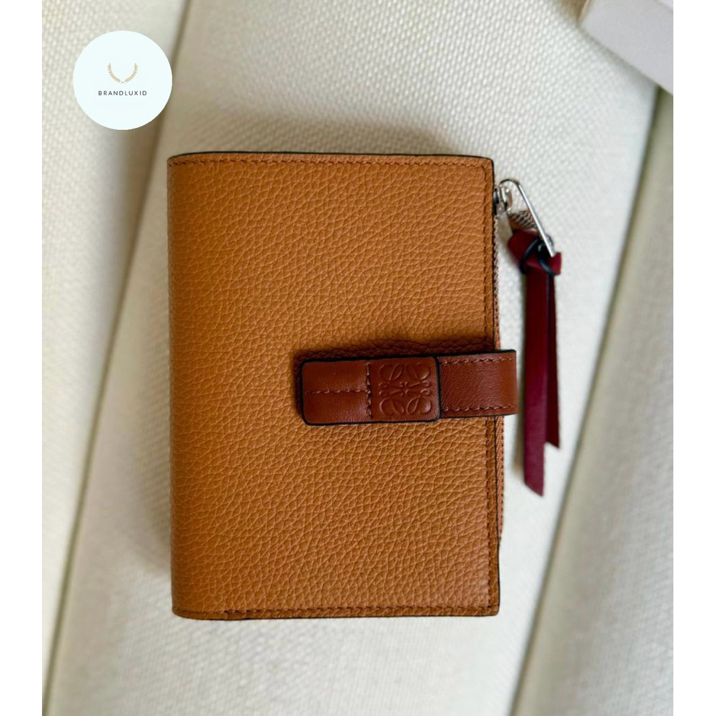 Loewe Slim Zip Compact Wallet in Light Caramel