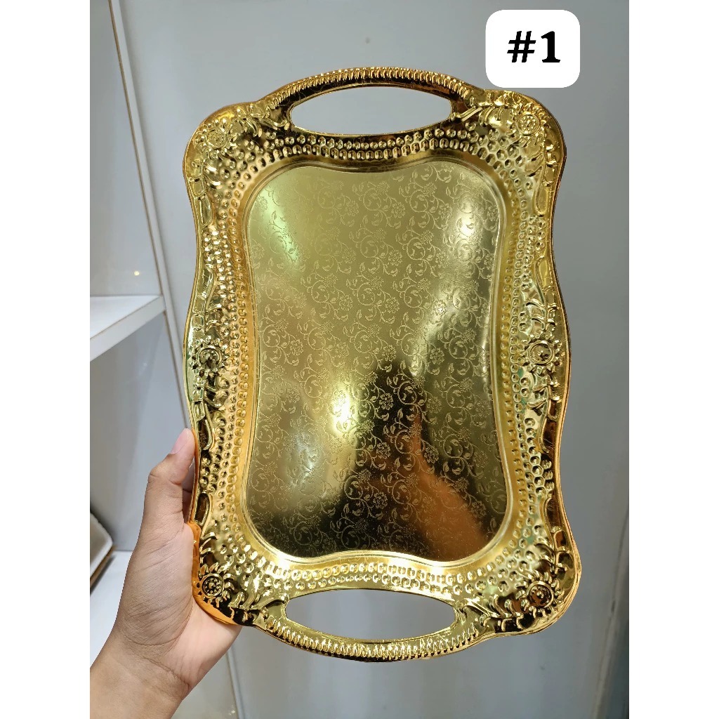 Nampan Gold Aesthetic Nampan Gold Arab Nampan Segi Empat Nampan Gold Saji Nampan Emas Nampan Arab St