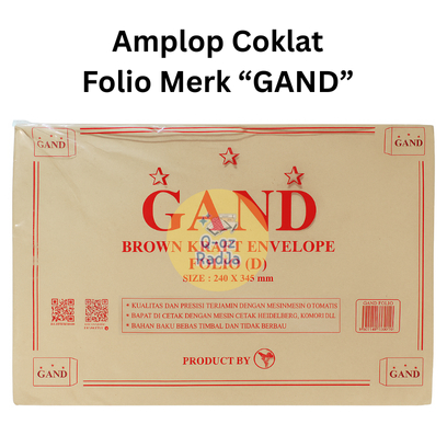 

Amplop Coklat Polos Folio - GAND per pack isi 100 *