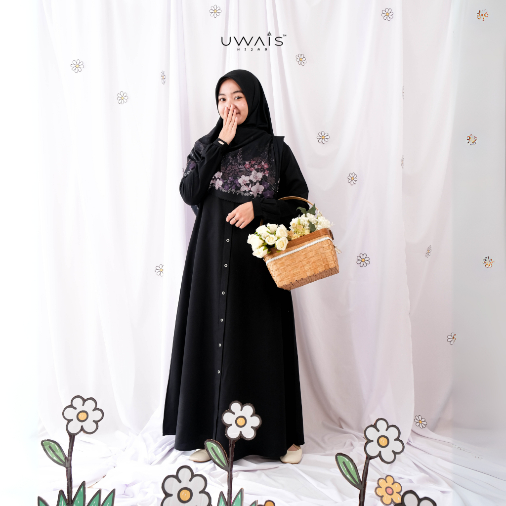 Luna Gamis Dress Umroh HItam Polos Katun Polyester Premium Busui Friendly Size S M L XL & JUMBO SIZE