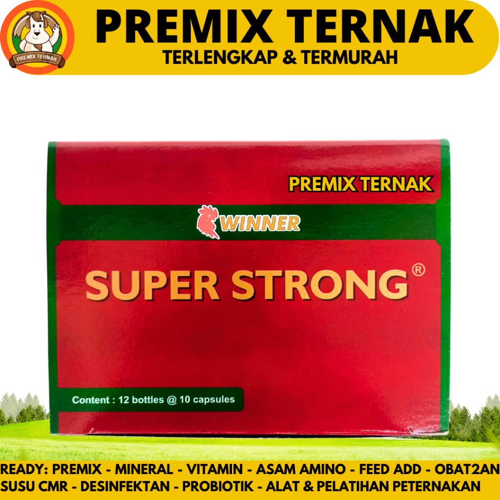 SUPER STRONG AYAM 1 BOX (12BOTOL@10kapsul) - Suplemen Vitamin Multivitamin Ayam Aduan Penambah Stami