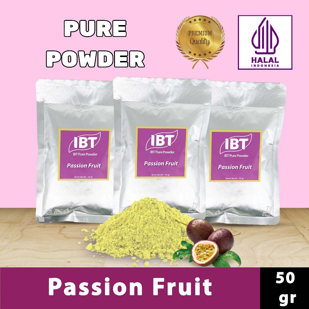 

Pure Passion Fruit Powder Essence Murni Bubuk Import Makanan Kue 50 gr