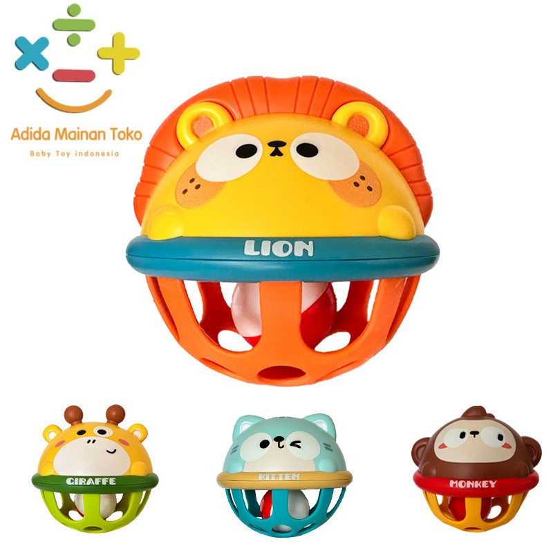 Adida Toys Mainan Lonceng Kerincingan Hewan Bayi 1Pcs Set Mainan Bayi Gigitan Kerincingan