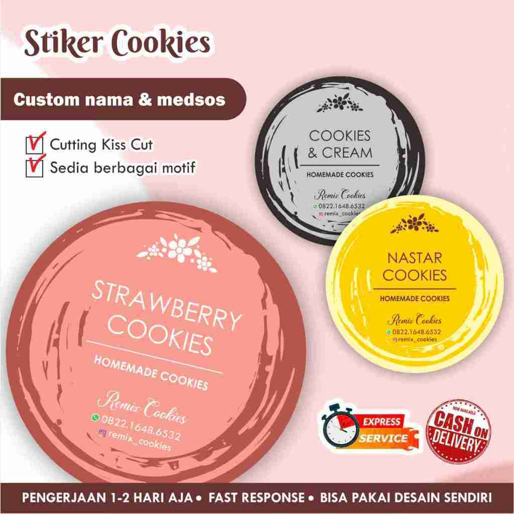 [170 pcs] Stiker Nama Cookies Cromo bulat / Label kemasan makanan minuman / promosi / murah / chromo