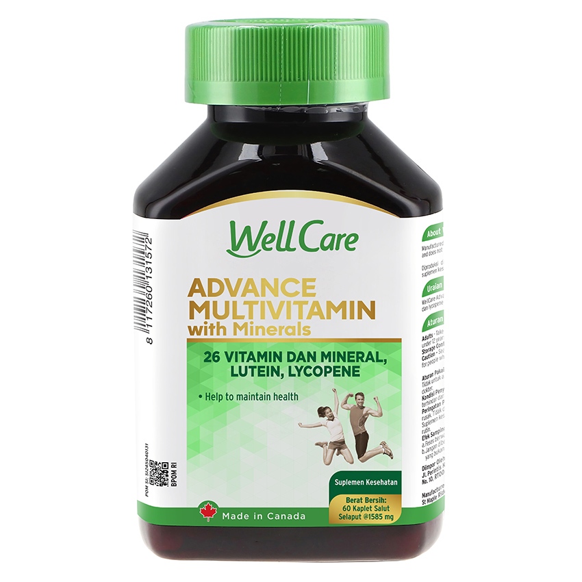 Wellcare Advance Multivitamin + Mineral Magnesium Zinc Suplemen Kesehatan - 60 Tablets