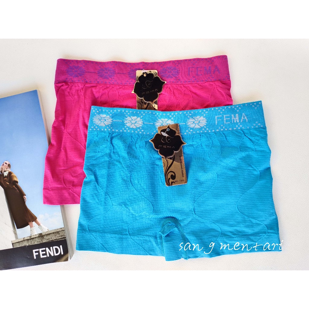 Fema Boxer Wanita Rajut Short Pants CD Rajut Melar