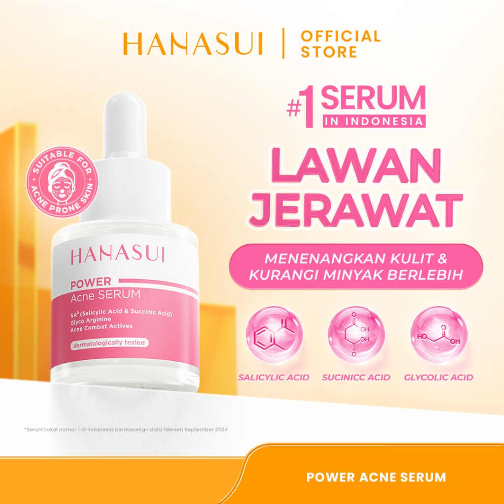 Hanasui Power Acne Serum - Jerawat & Beruntusan Menenangkan & Kurangi Produksi Minyak Salicylic Acid