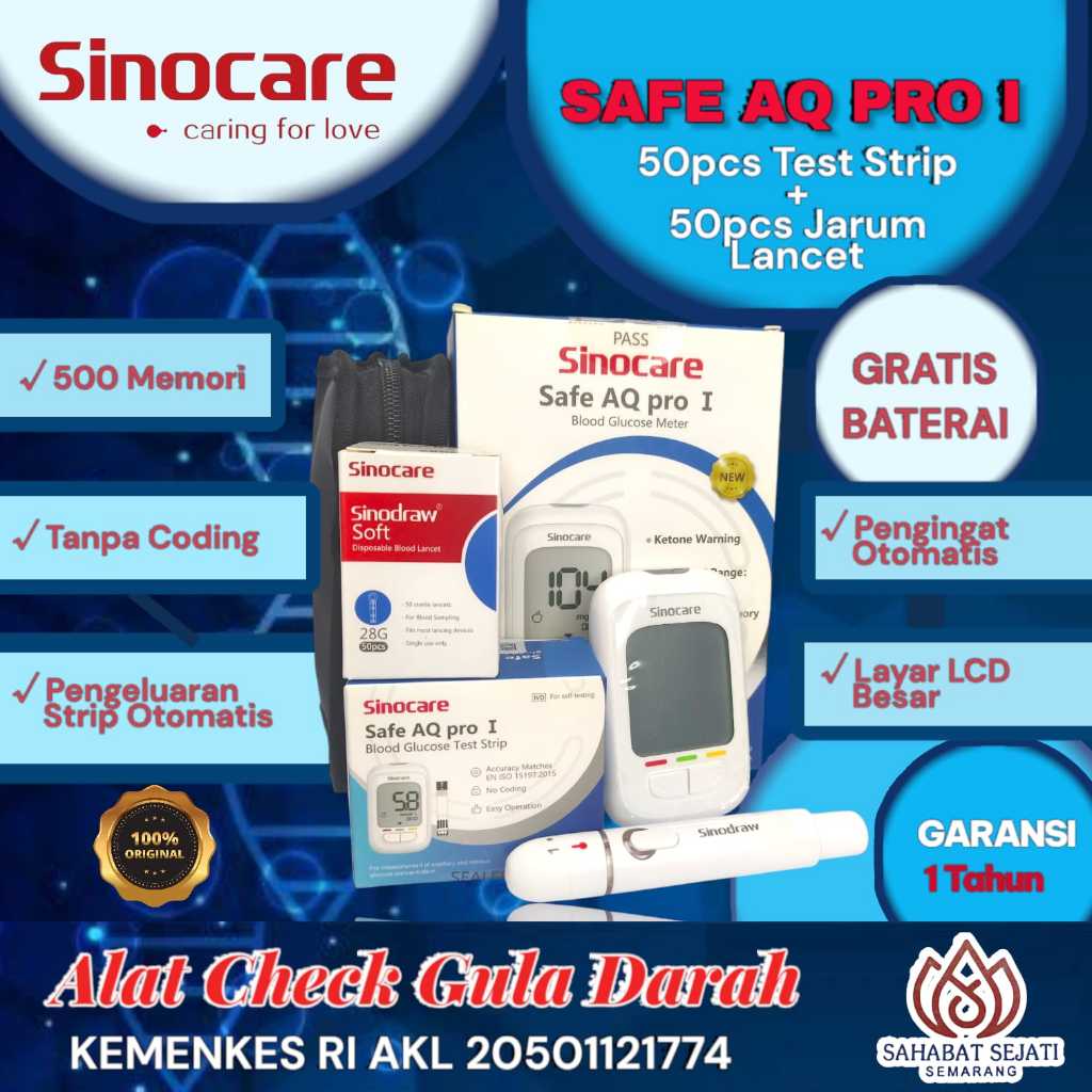 Alat Cek Gula Darah dan Ketone Lengkap Akurat Sinocare Safe AQ Pro I [PROMO] Alat Tes Gula Darah