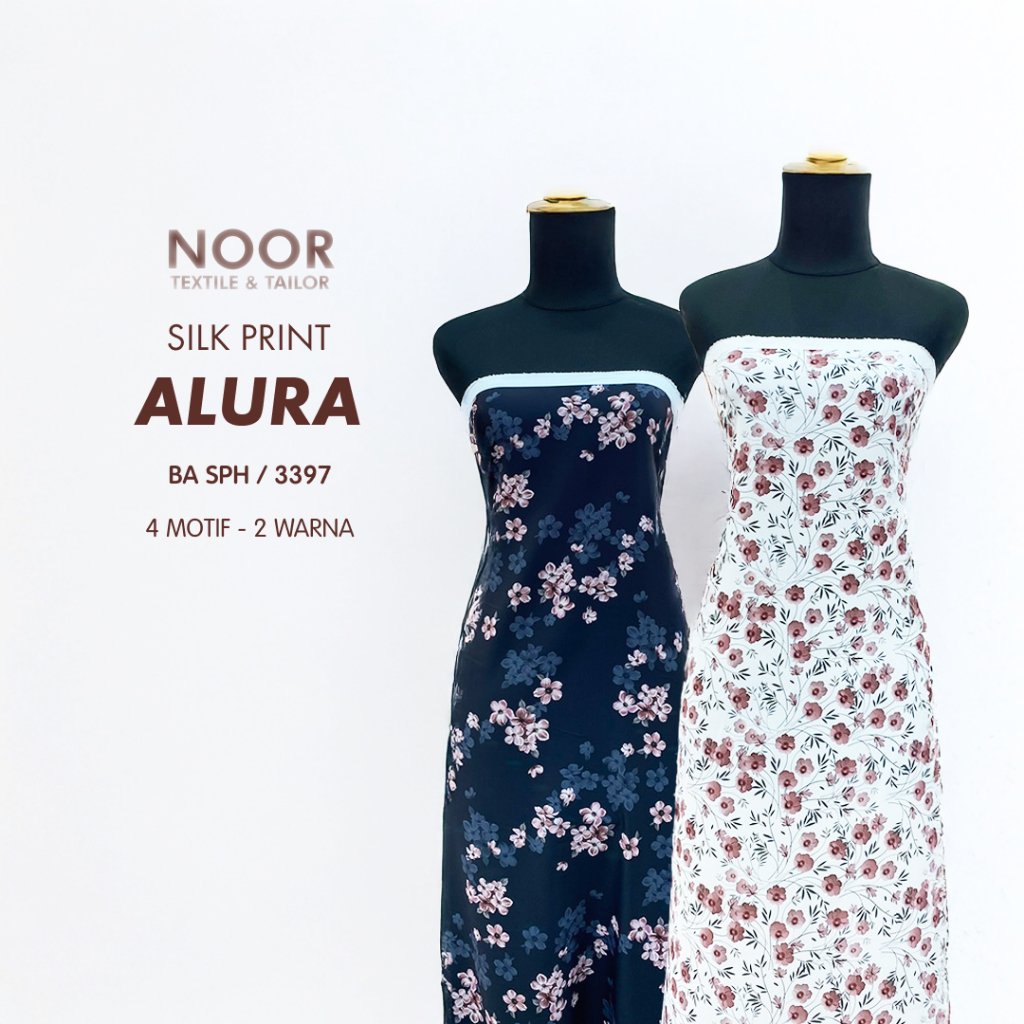 Kain Silk Print |  - ALURA ALL MOTIF | Bahan Gamis | Kain Print | Kain Motif Bunga Meteran